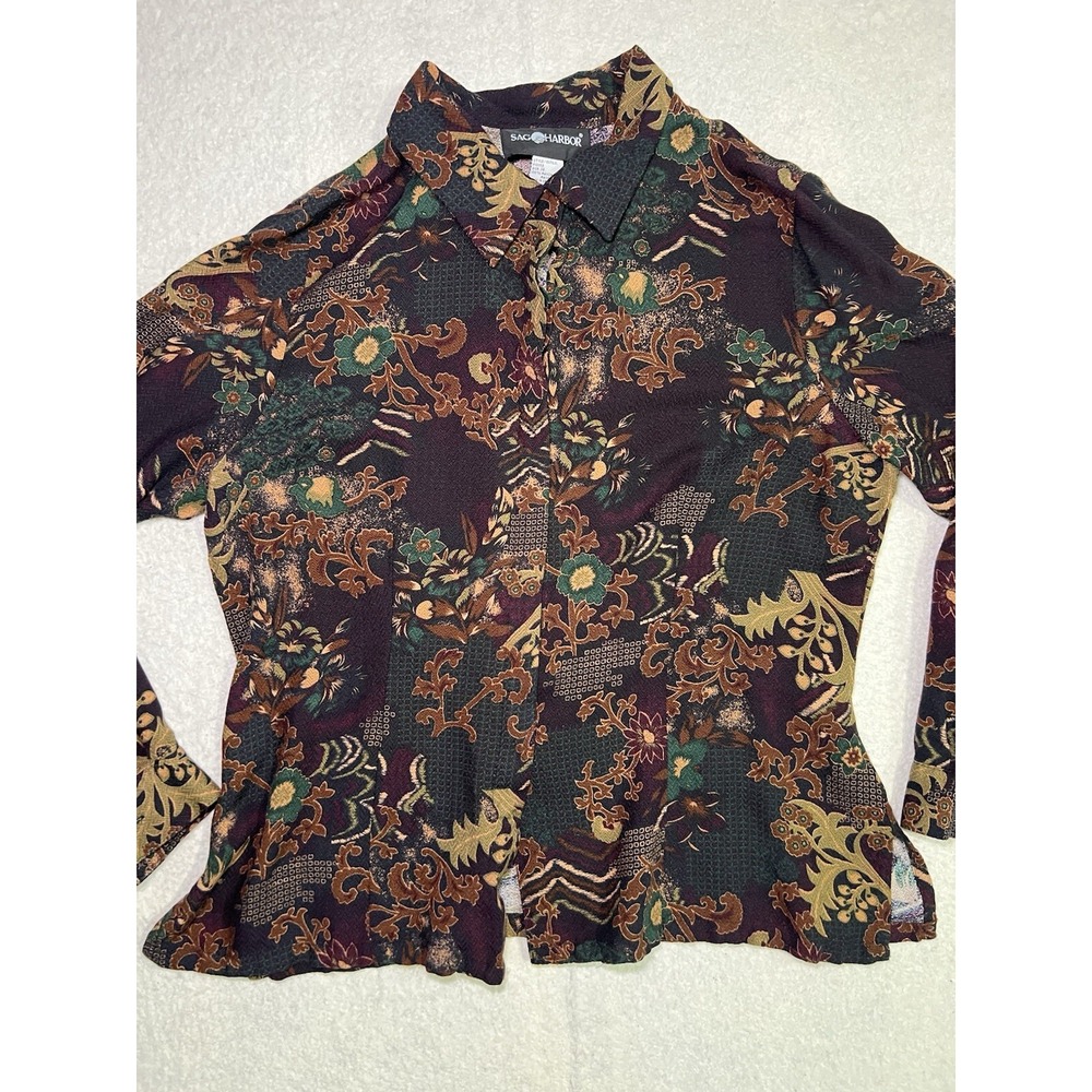 Sag Harbor Womens sz 14 Button up shirt Long sleeve casual Paisley - Picture 5 of 13